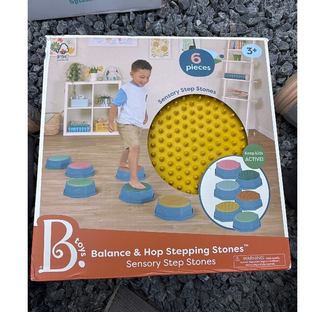 B. toys Balance & Hop Stepping Stones Sensory Step Stones 6 Piece Set Kids Toy